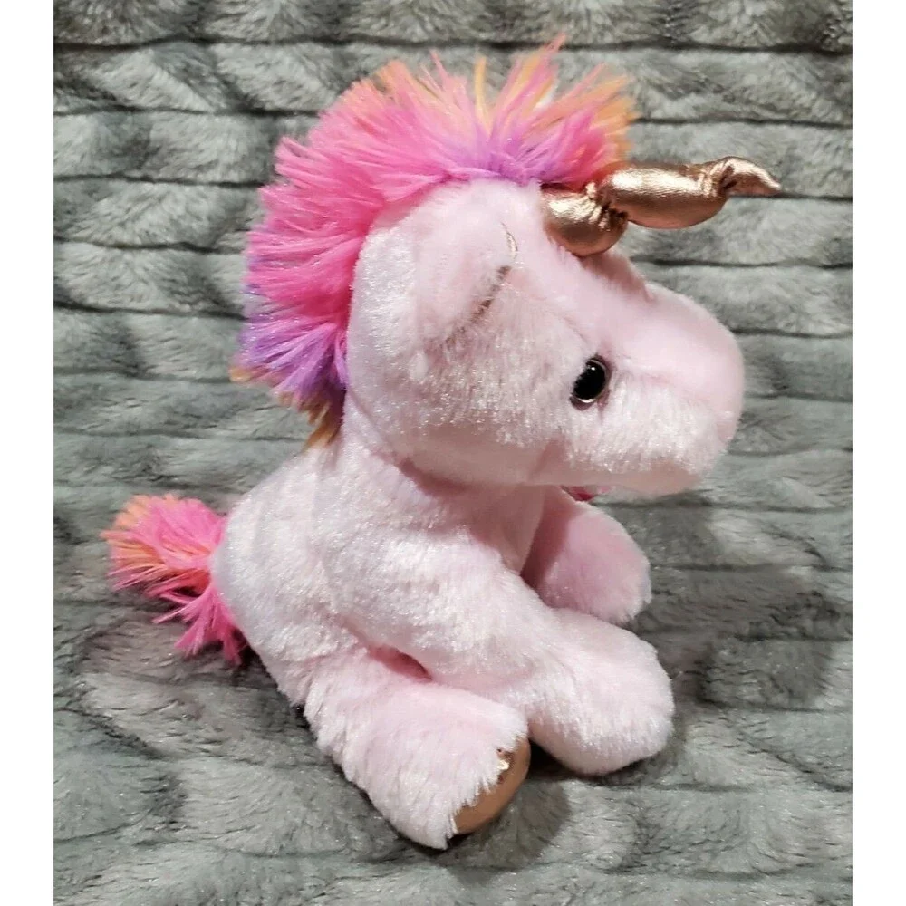 Pink Unicorn Rainbow Rose Gold Plush Stuffed Toy Animal 8
